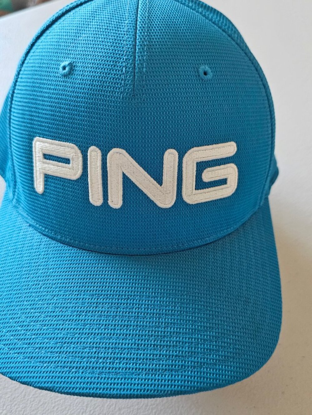 Ping Golf Hat Tour Sensorcool Cap FlexFit Light Blue White Logo L/XL | VG+
